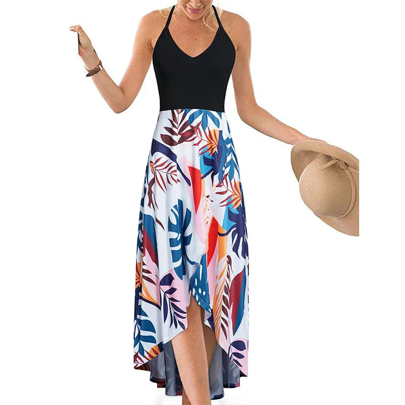 Printed V-Neck Maxi Dress