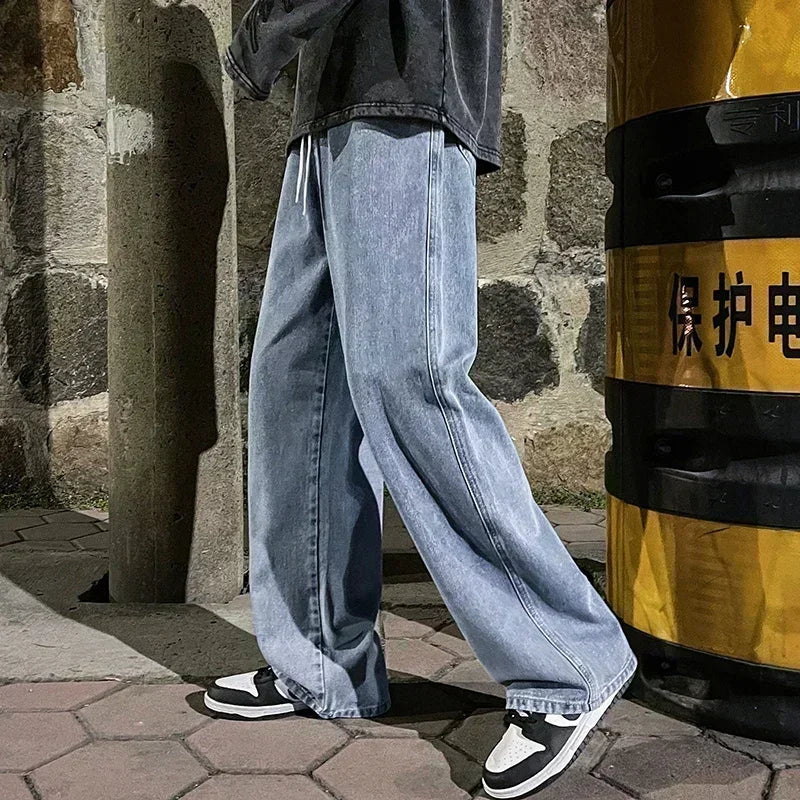 Men's Wide Leg Loose Jeans – Korean Streetwear Style