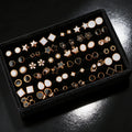36-Pair Rhinestone Stud Earrings Set | Mixed Geometric Styles for Women