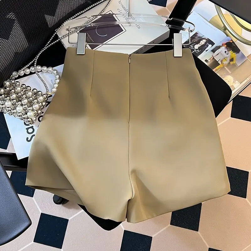 Women's High Waist Wide Leg Shorts — Pleated Loose Fit Summer Pants