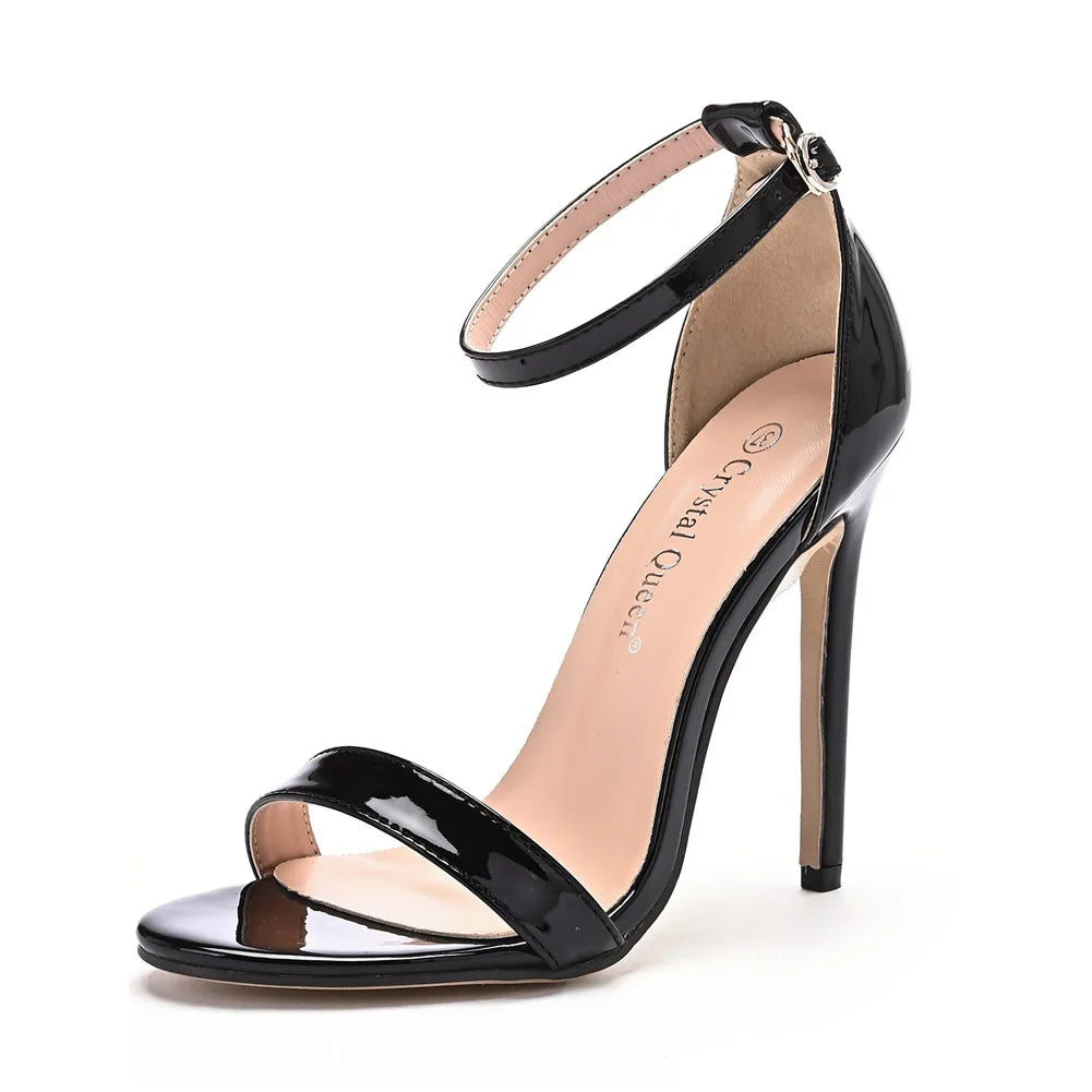 XIHAHA Fashion Large Size 11cm Leather Woman Sexy Dance Shoes Sandals Women Shoe Summer High Heels Stiletto Elegant Party Shoes