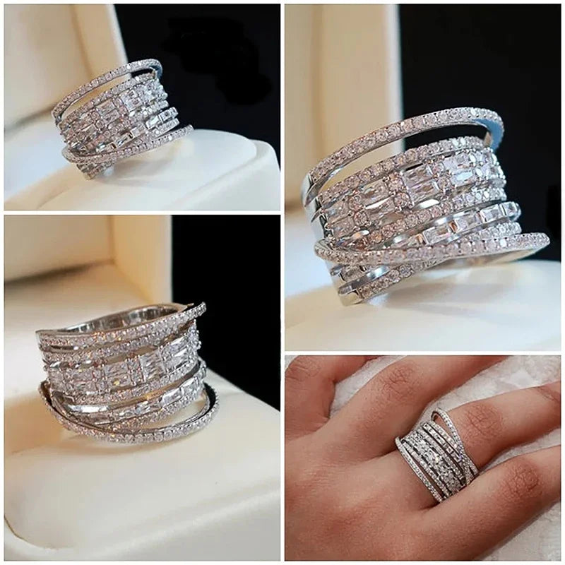 HUITAN Women's CZ Statement Ring