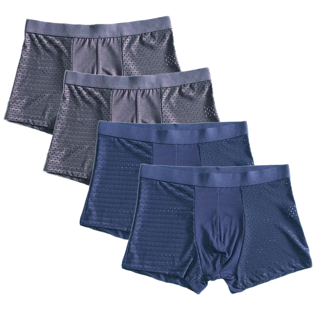 Men's Bamboo Fiber Boxer Shorts 4-Pack | Breathable Quick-Dry Underwear | 11 Colors | XL–7XL