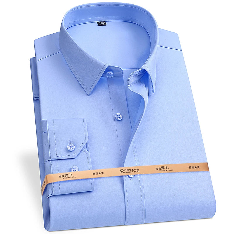 Men's Bamboo Fiber Long Sleeve Dress Shirt — Formal Business Shirt | Big & Tall S–8XL