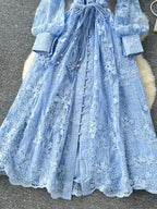 V-Neck Lace Maxi Dress