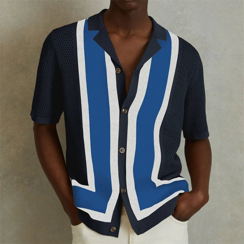 High End Jacquard Striped Polo Shirts For Men Short Sleeve Elastic Summer Quality Viscose Knitted Smart Casual Camisas De Hombre