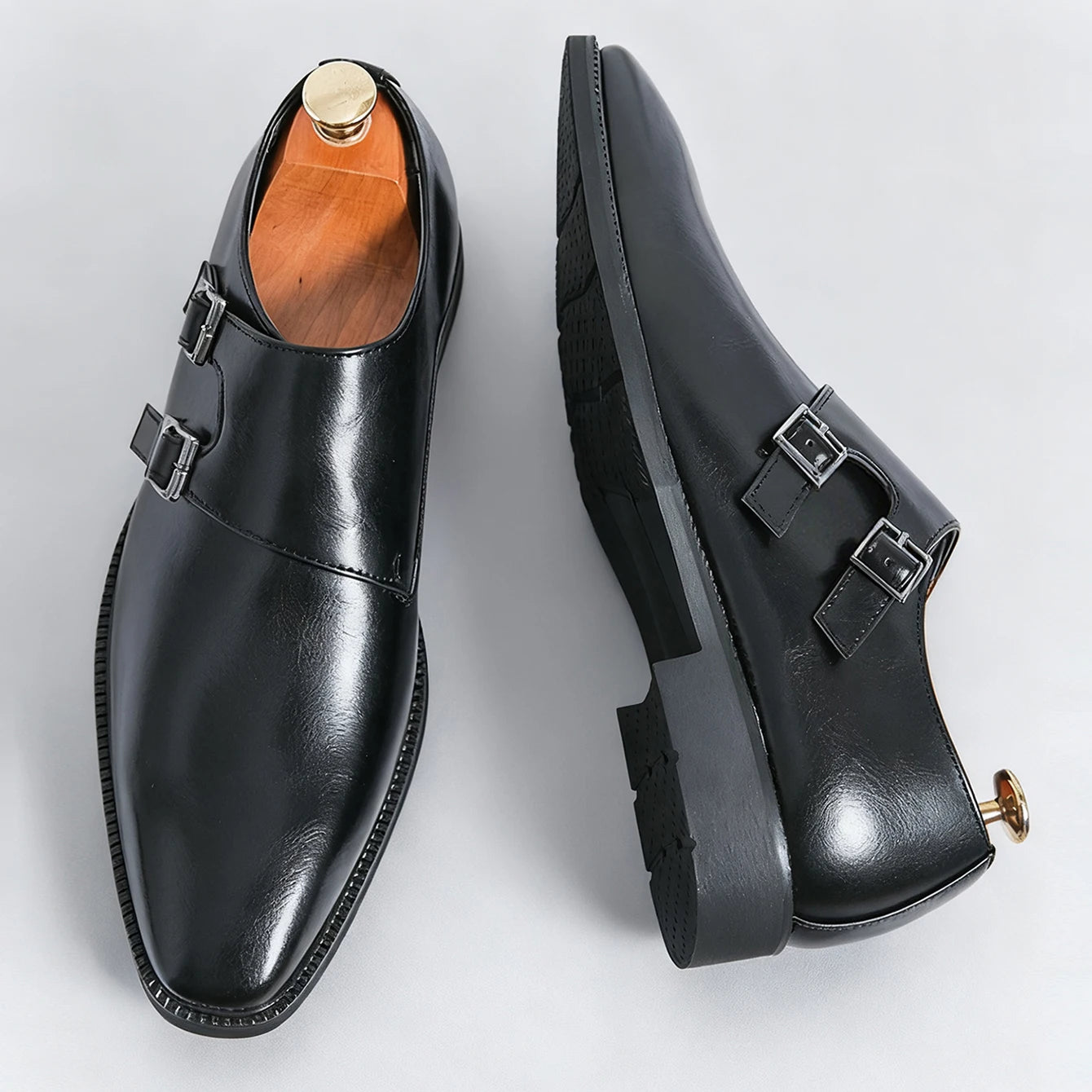 Men's Classic Monk Strap Pointed Toe Oxford Shoes – Business, Wedding & Party