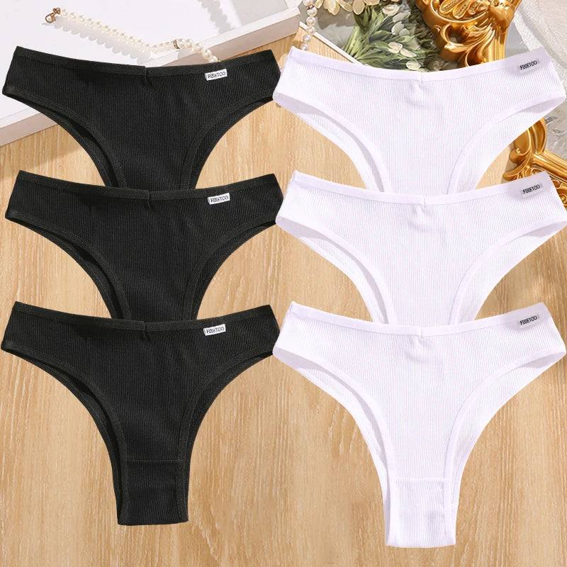 FINETOO 6Pcs Cotton Lingerie Panties Sexy Underwear Women Briefs Tangas Female Underpants Pantys Thong Panties Bikini 13 Color