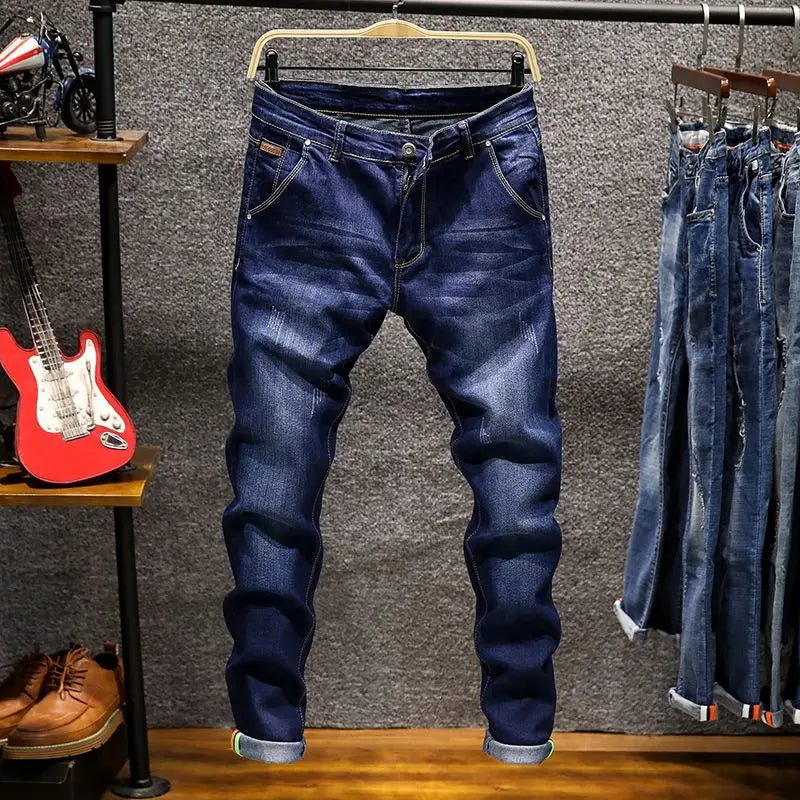 Men's Slim Fit Ripped Stretch Jeans – Distressed Denim