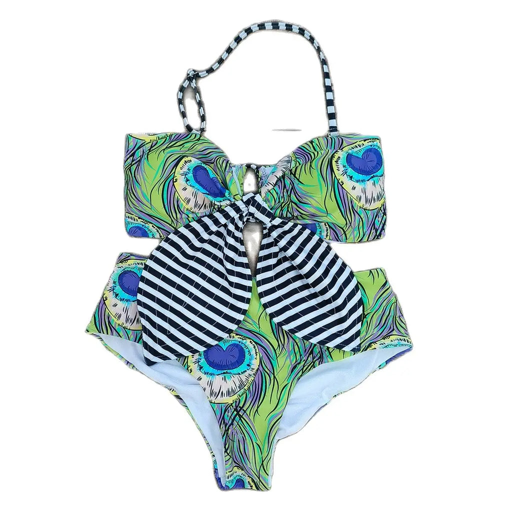 2025 New Sexy High Waist Bikini Sets Ruffle Swimwear Women Swimsuit Print Floral Dots V-neck Beach Wear Bathing Suits Biquini