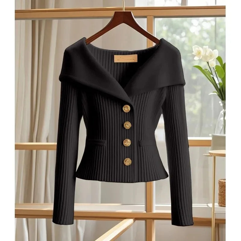 Women's Slim-Fit Knit Cardigan — Long Sleeve Button-Up Sweater Coat