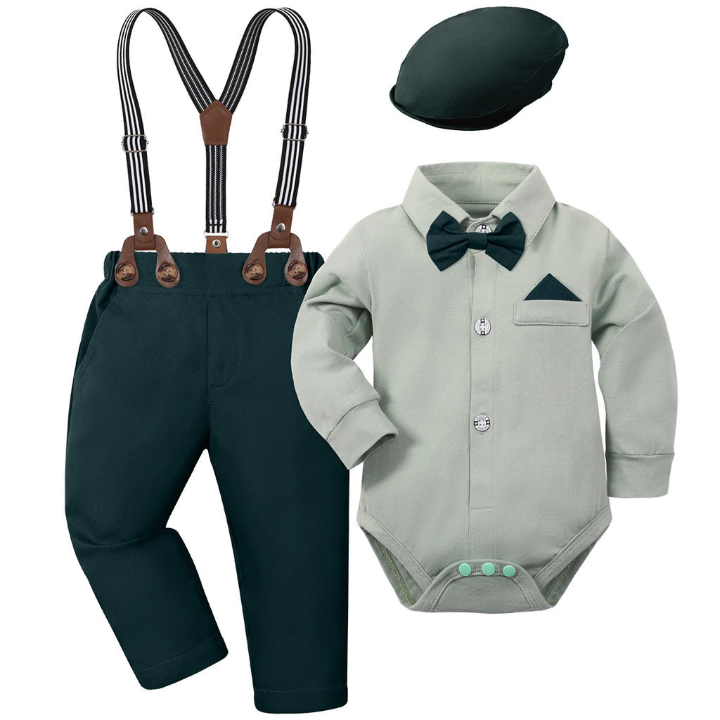 Baby Christmas Outfi Boys Xmas Red Clothes Newborn Easter Church Green Suit Infant New Year Party Gift Formal with Hat