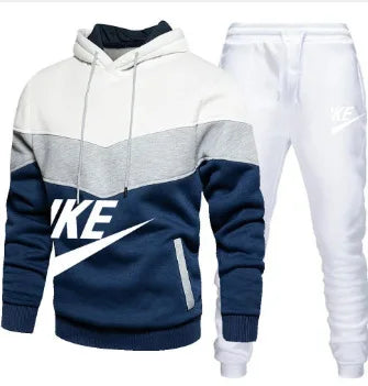 A new autumn and winter fashion combination hooded sweatshirt and sweatpants two-piece men's casual fitness jogging set