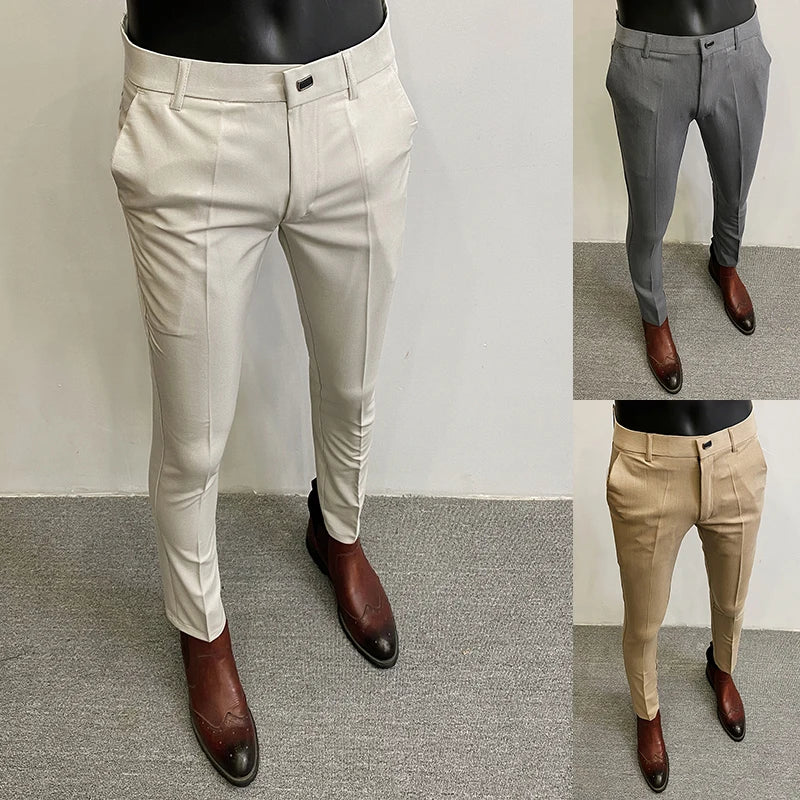 Men's Slim Fit Dress Pants – Stretch Formal Trousers