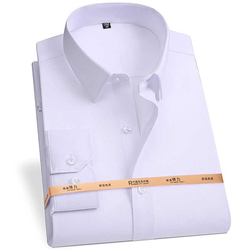 Men's Bamboo Fiber Long Sleeve Dress Shirt — Formal Business Shirt | Big & Tall S–8XL