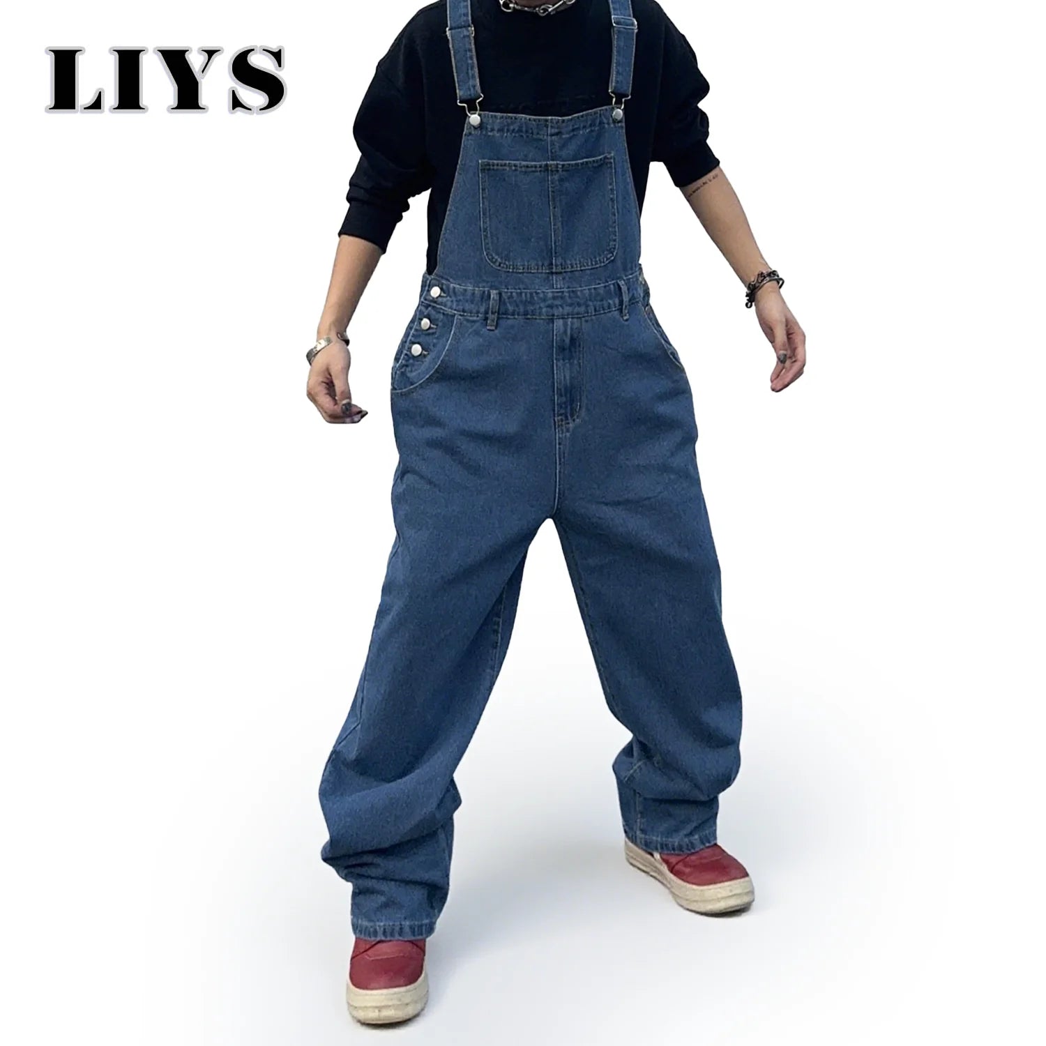 Men's Denim Overall Jumpsuit – Baggy Loose Fit Streetwear Bib Pants