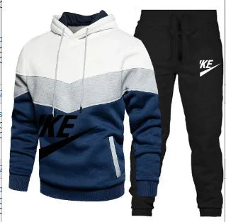 A new autumn and winter fashion combination hooded sweatshirt and sweatpants two-piece men's casual fitness jogging set
