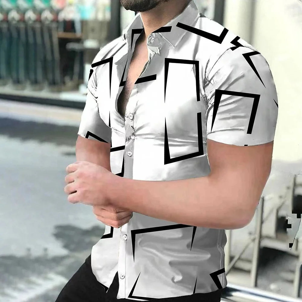 2023 New High Quality Hawaiian Baroque Short Sleeve 3D Printed Men's Shirt