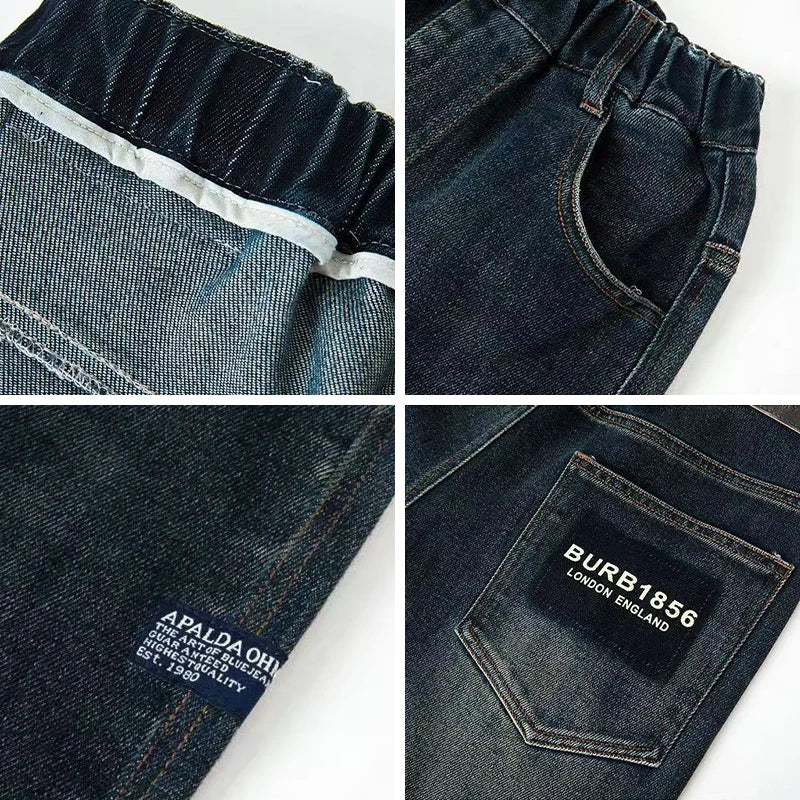 Boys Loose Straight Denim Jeans | Letter Print Kids Pants Ages 4-14
