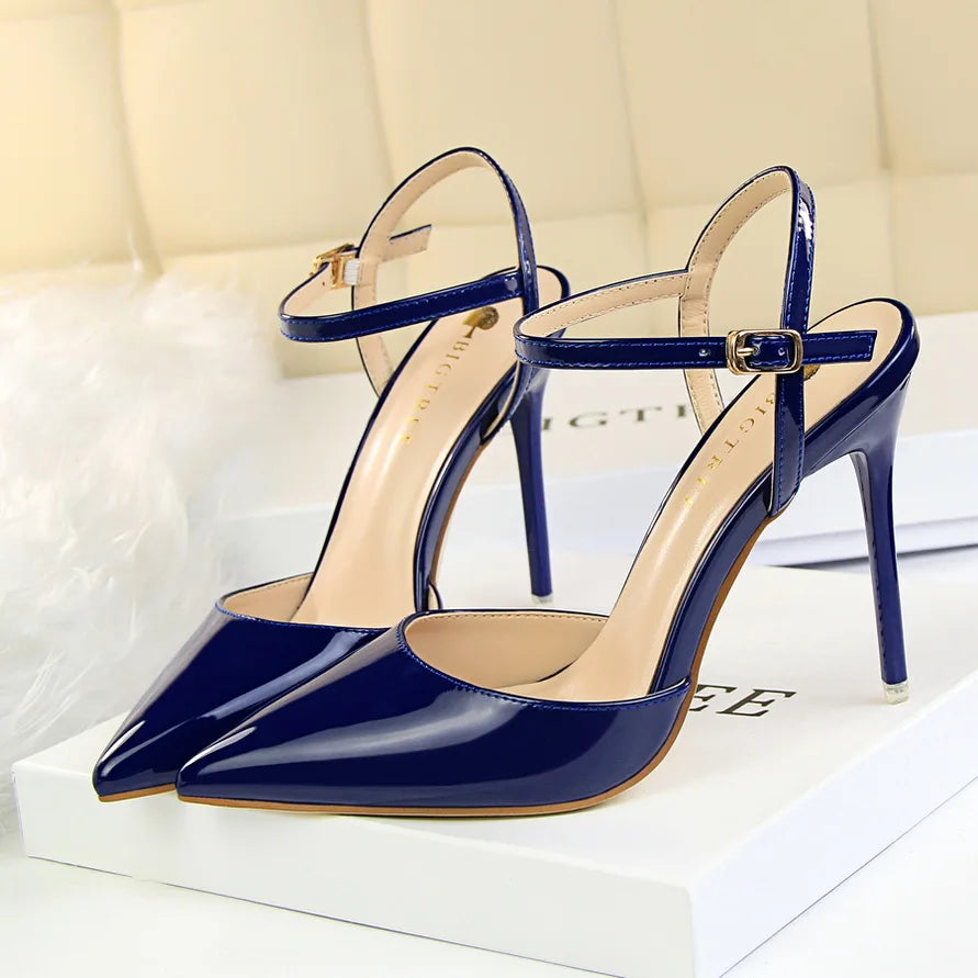 Women's Stiletto Heel Ankle Strap Sandals – 10.5cm High Heels for Wedding & Party