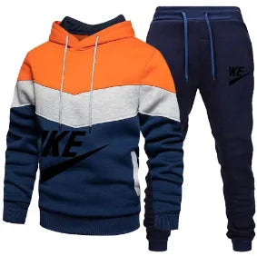 A new autumn and winter fashion combination hooded sweatshirt and sweatpants two-piece men's casual fitness jogging set