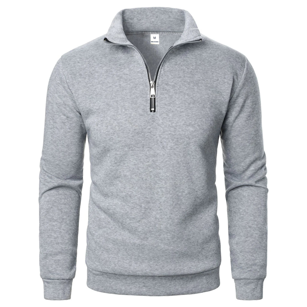 Spring and Autumn new casual half zipper stand up collar hoodie trend simple and loose oversized fleece men's hoodie