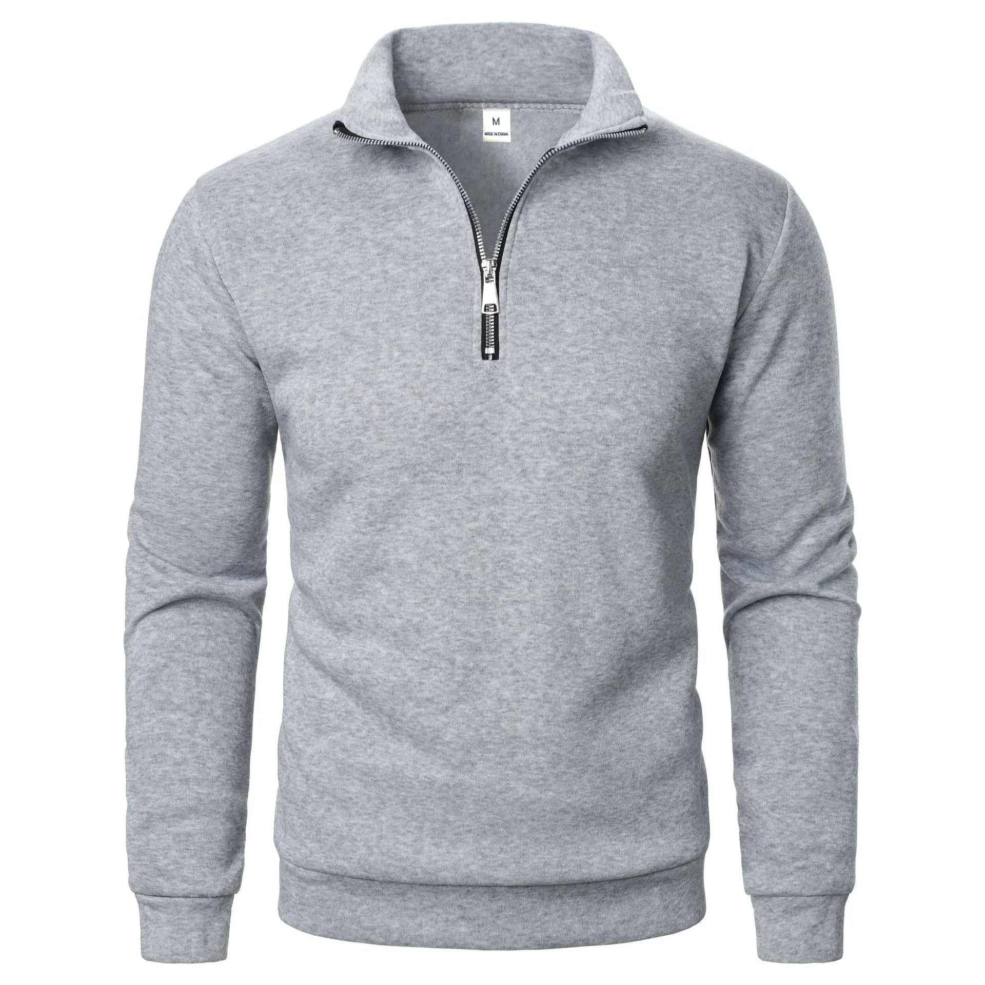 Spring and Autumn new casual half zipper stand up collar hoodie trend simple and loose oversized fleece men's hoodie