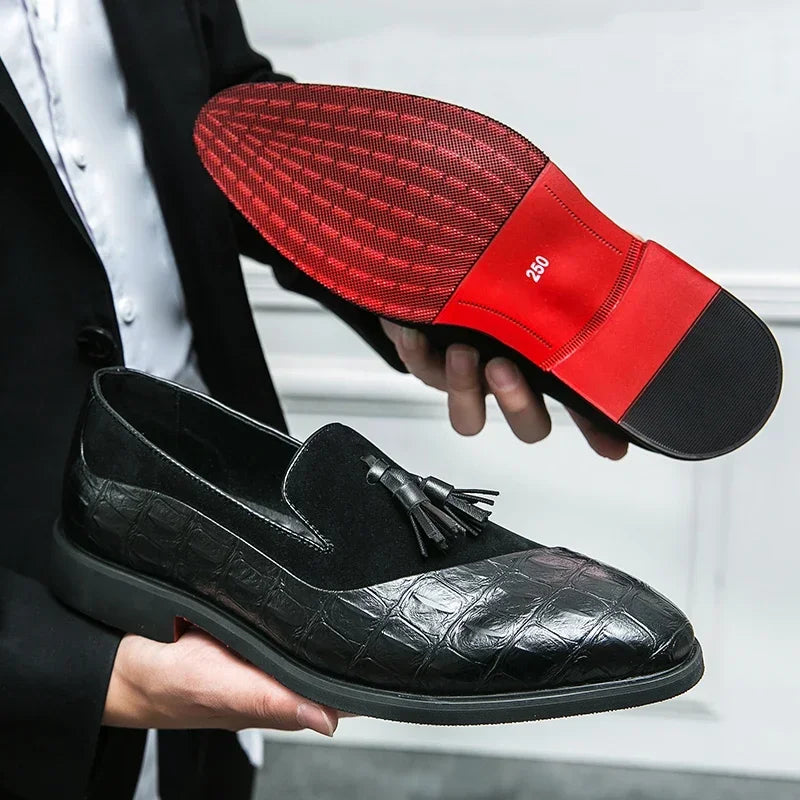Men's Vintage Wingtip Tassel Brogue Slip-On Loafers – Formal Comfort Dress Shoes