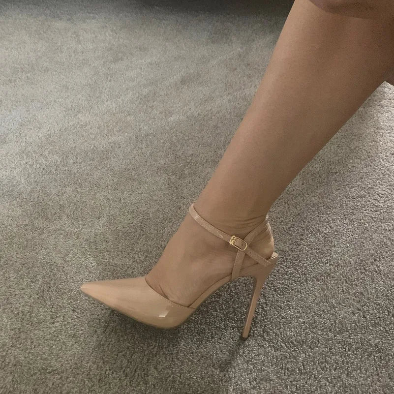 Women's Stiletto Heel Ankle Strap Sandals – 10.5cm High Heels for Wedding & Party