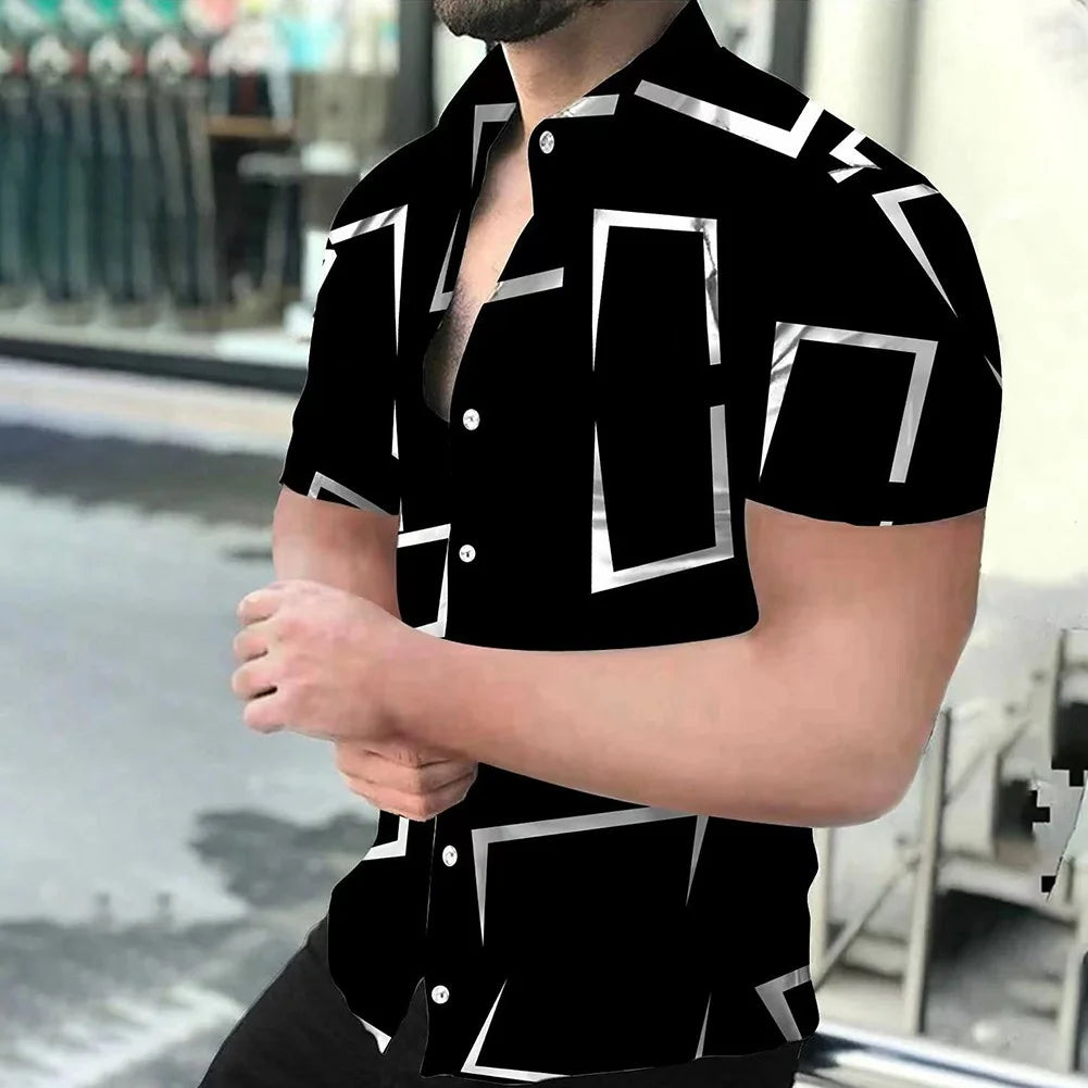 2023 New High Quality Hawaiian Baroque Short Sleeve 3D Printed Men's Shirt