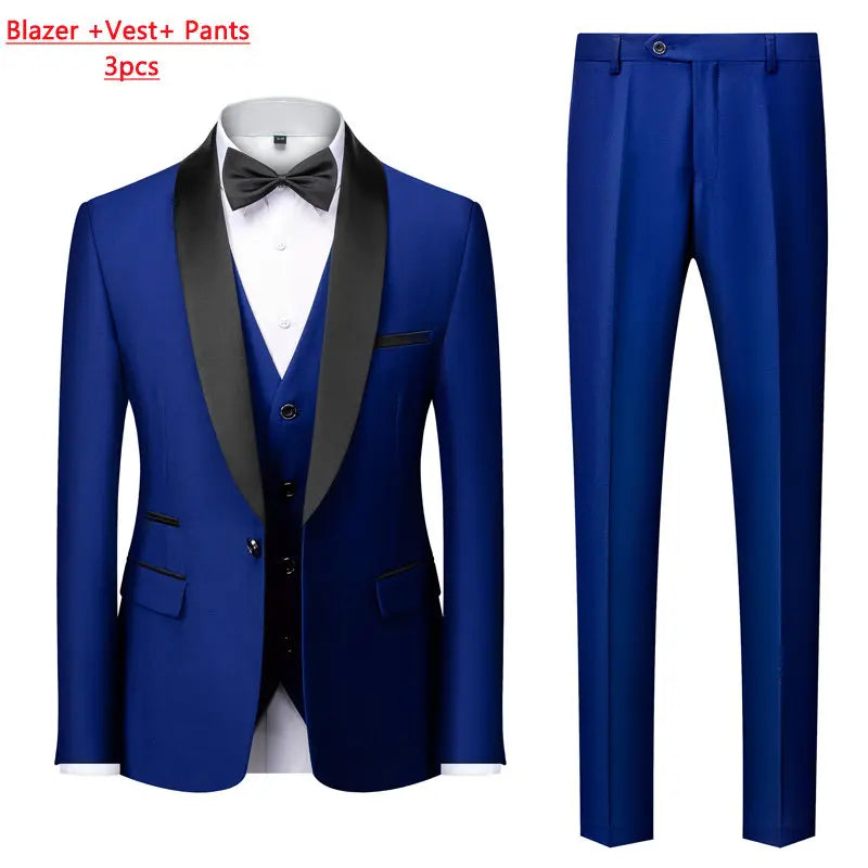 M-6XL Men's Casual Business Have Smoking Suit High End Brand Boutique Fashion Blazer Vest Pants Groom Wedding Dress Party Suit