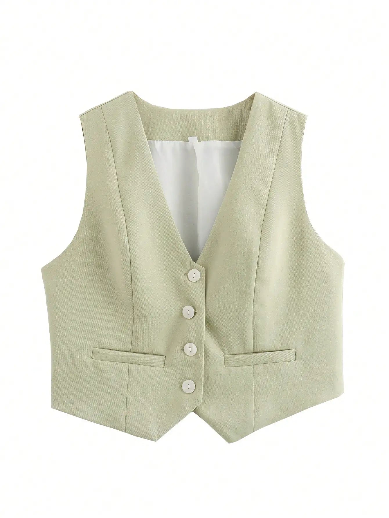 Women's Sleeveless V-Neck Slim Fit Crop Tank Top – Casual Chic Everyday Blouse