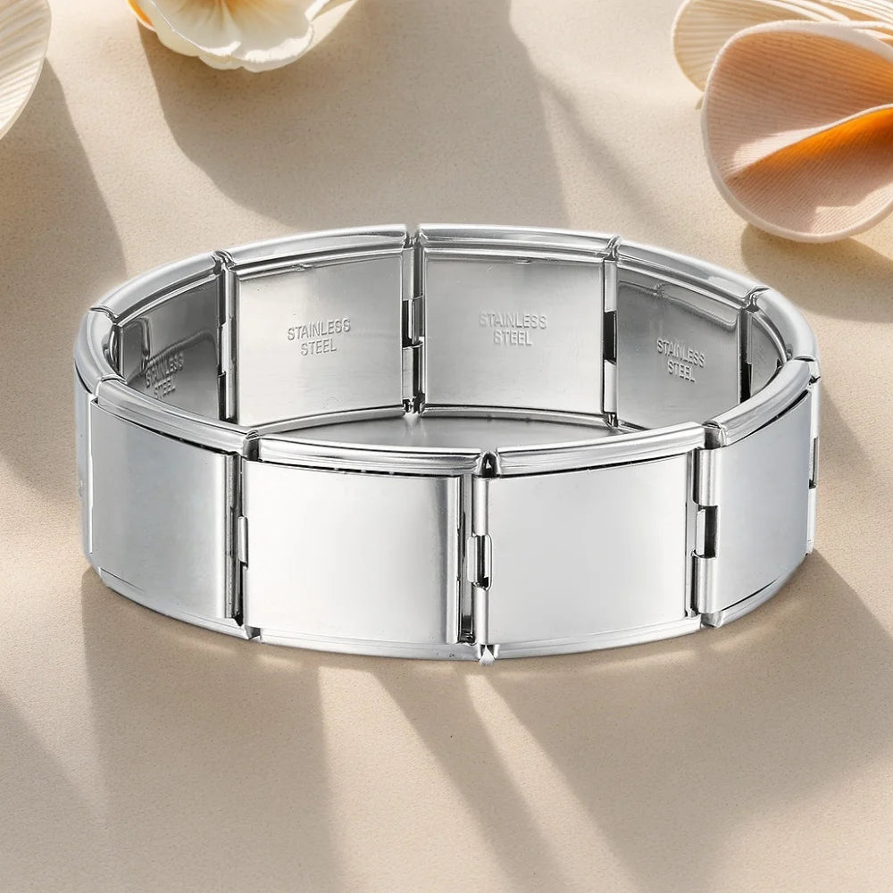 Stainless Steel Charm Bracelet – Unisex Italian Link Hand Chain