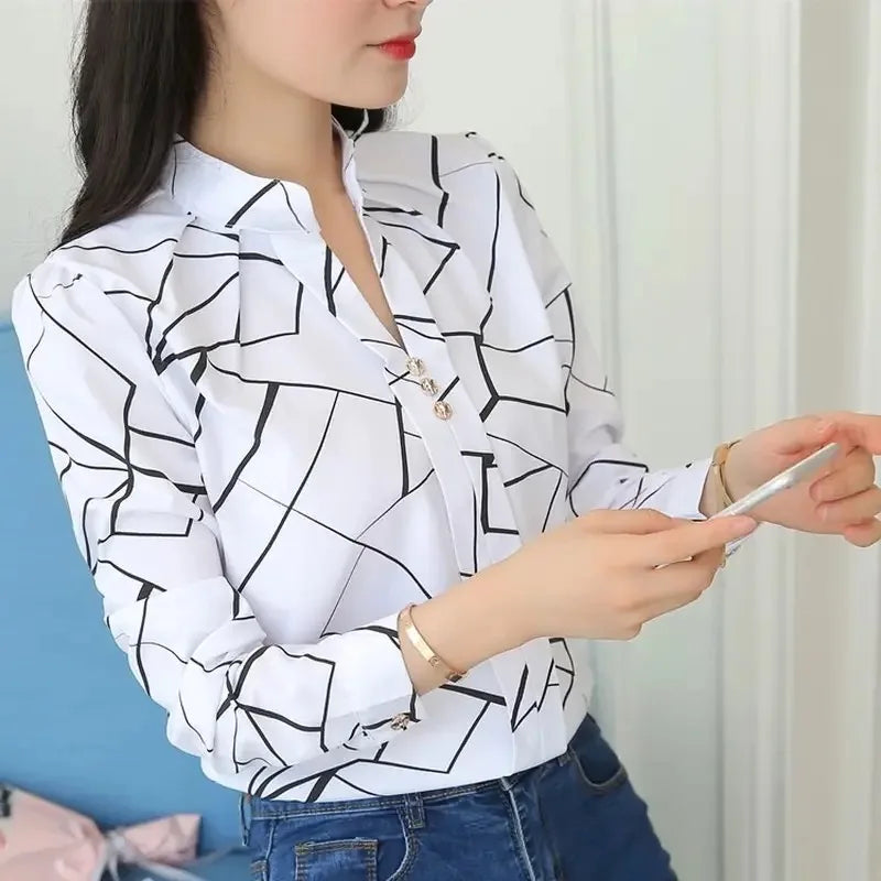 Women's Striped Slim Fit Long Sleeve Blouse — Casual Office Lady Pullover Top | 3 Colors | S–XXXL