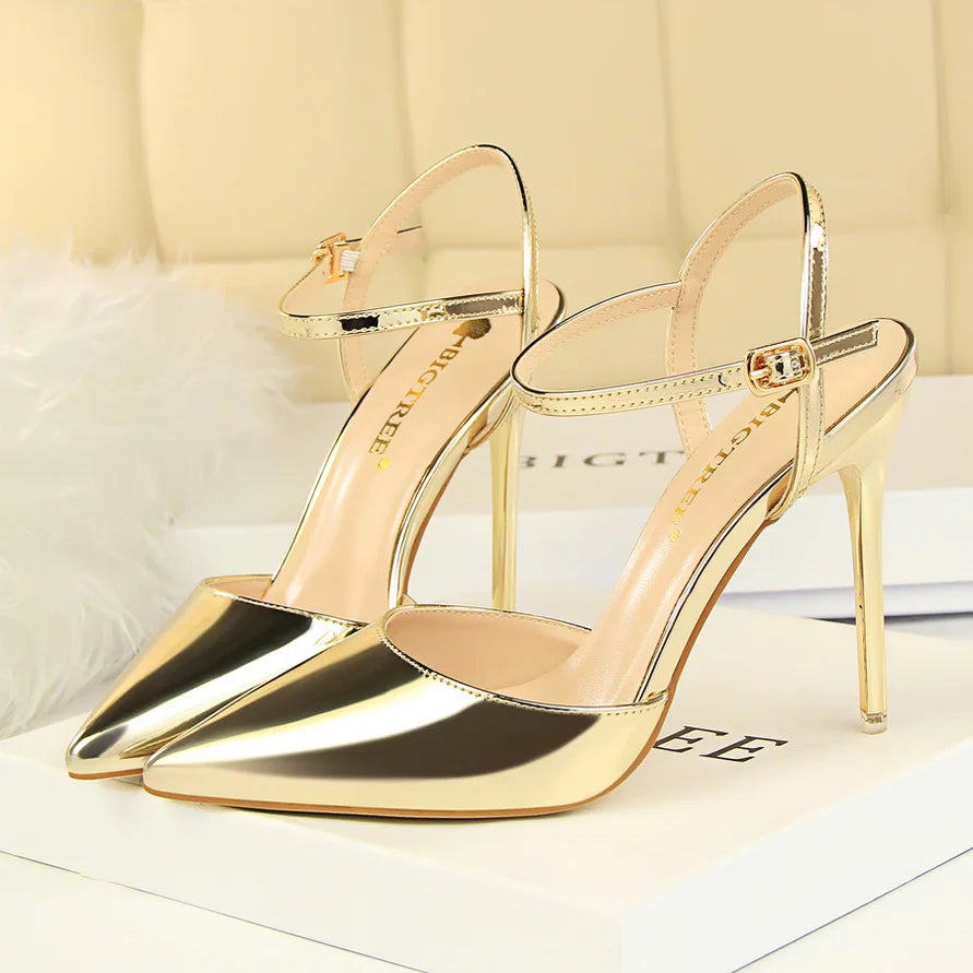 Women's Stiletto Heel Ankle Strap Sandals – 10.5cm High Heels for Wedding & Party