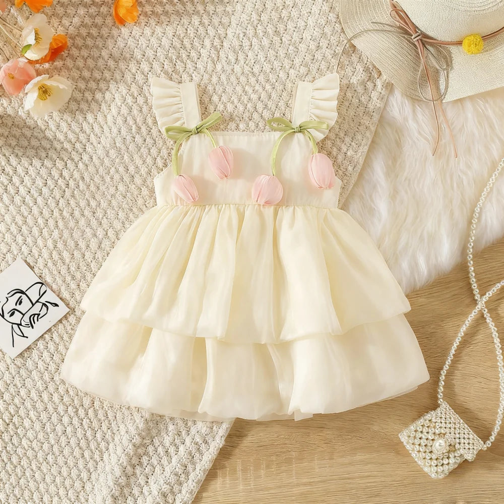 Baby Girl Floral Summer Dress — Sleeveless Cotton