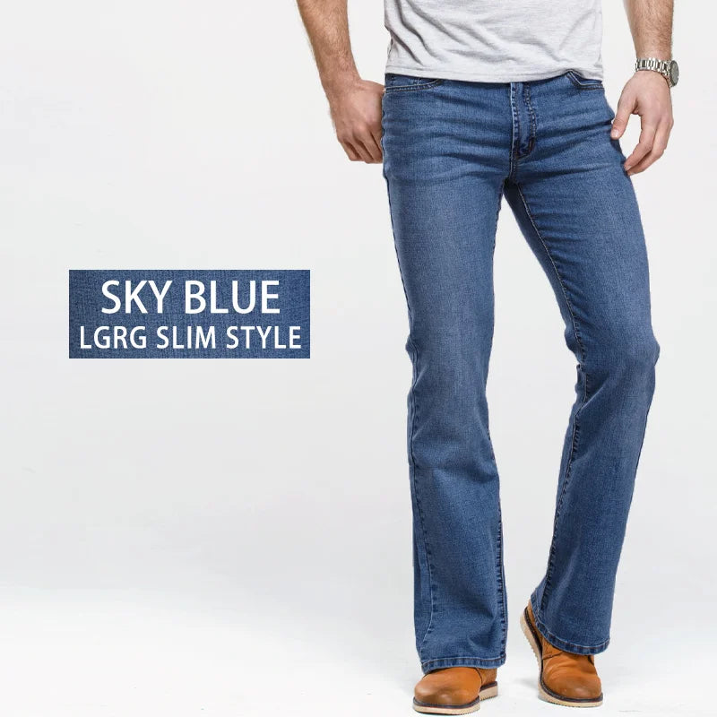 Men's Bootcut Stretch Jeans – Slim Fit Flared Denim