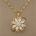 360° Rotating Sunflower Pendant Necklace | Women's Gift Jewelry