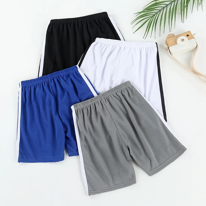 4/1 Pack Summer Children's Sports Quick-drying Shorts Boys Play Ball And Run Elastic Waist Pants Girls Solid Color Simple Joker
