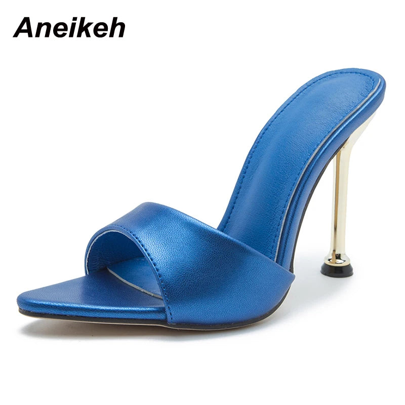 Women's Bling Pointed Toe Stiletto Mule Sandals – Sexy High Heel Slides for Party
