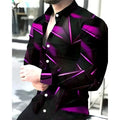 Men's 3D Geometric Hawaiian Shirt — Long Sleeve Streetwear