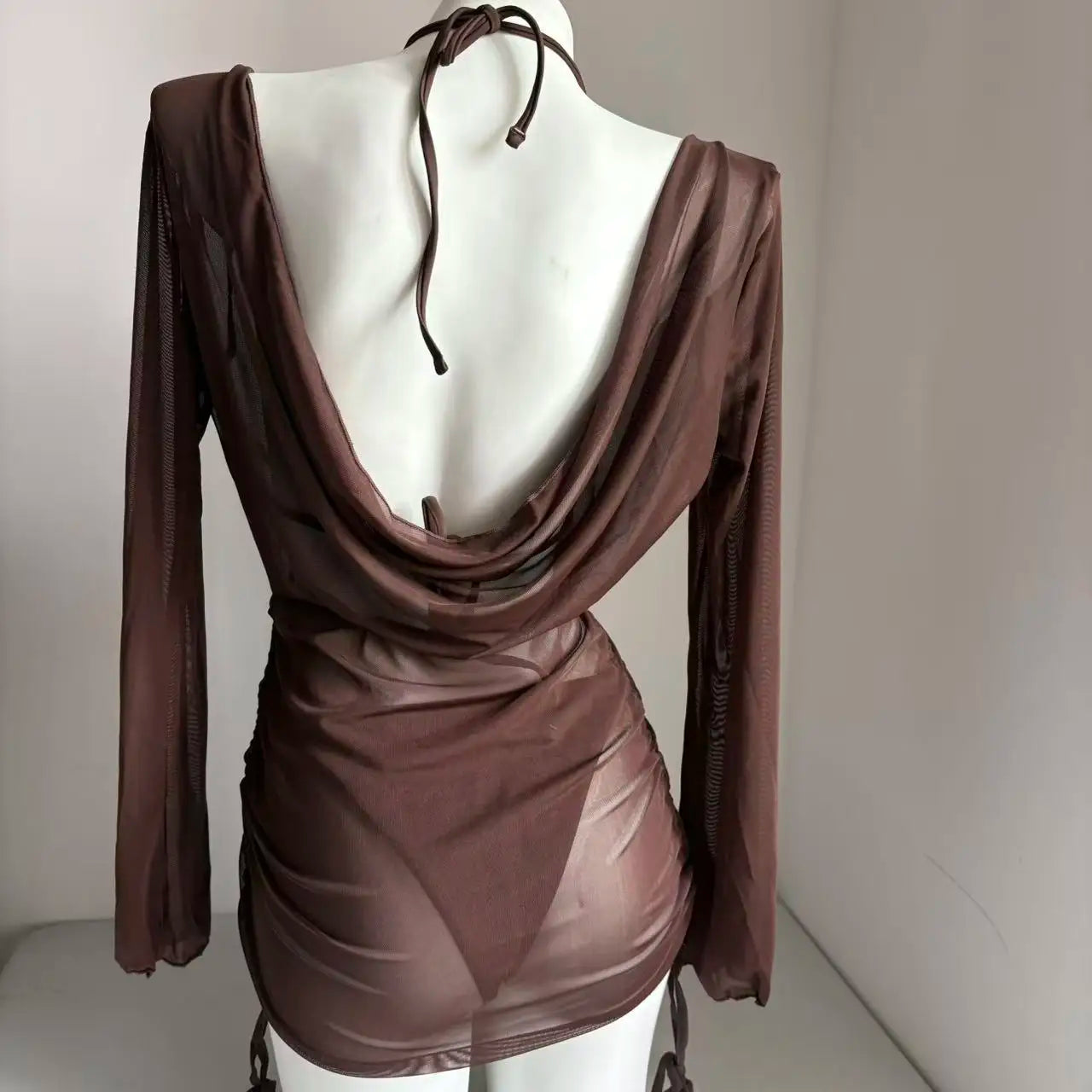 2026 3 Pieces Set Swimsuit Women Thong Swimwear Sexy Matching Bikini Set Long Sleeve Dress Cover Up Beachwear Bathing Suit