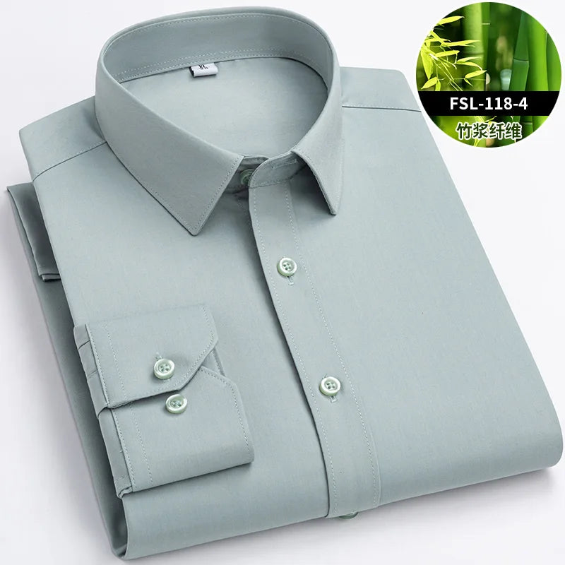 Men's Bamboo Fiber Dress Shirt — Anti-Wrinkle Slim Fit