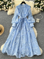V-Neck Lace Maxi Dress