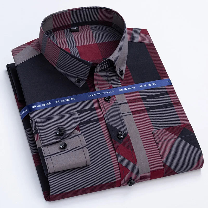 Men's Slim Fit Plaid Dress Shirt | Non-Iron Business Casual