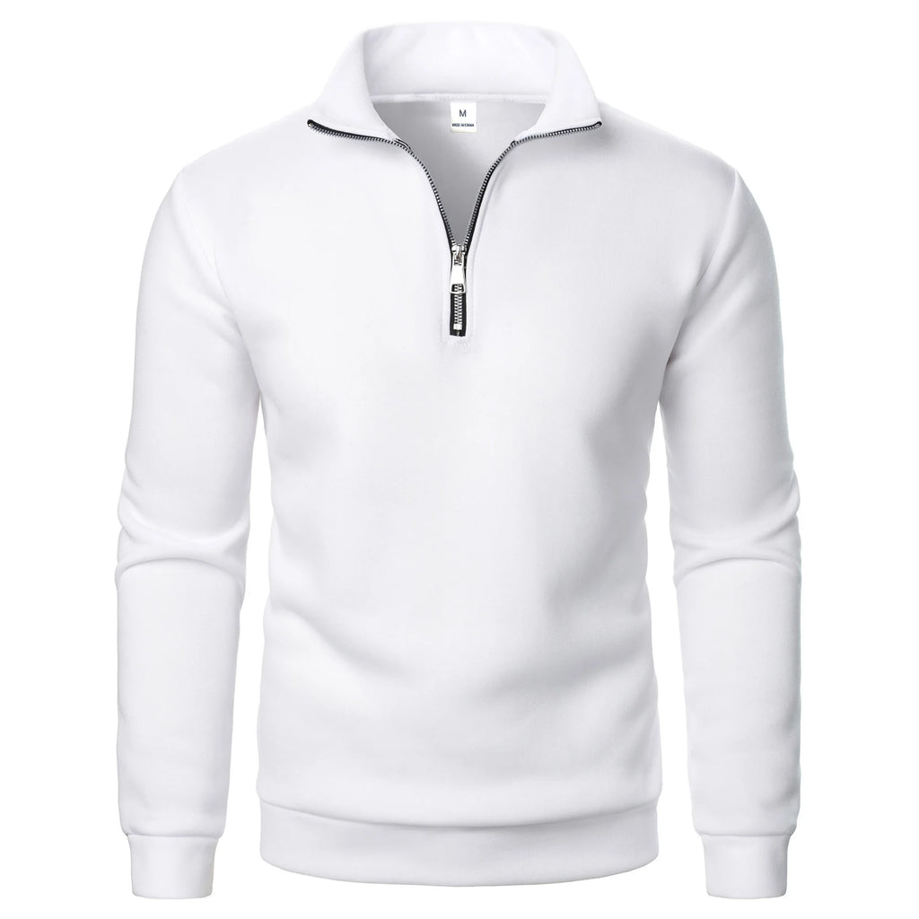 Spring and Autumn new casual half zipper stand up collar hoodie trend simple and loose oversized fleece men's hoodie