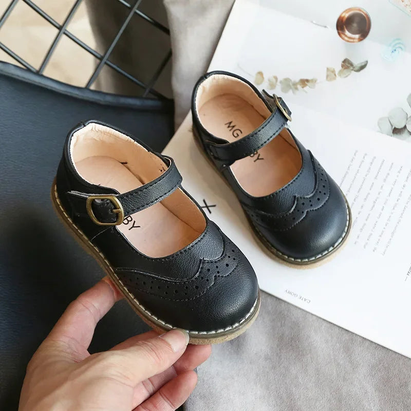 Girls PU Leather Flat Shoes – Kids Casual School Shoes (Size 21–30)