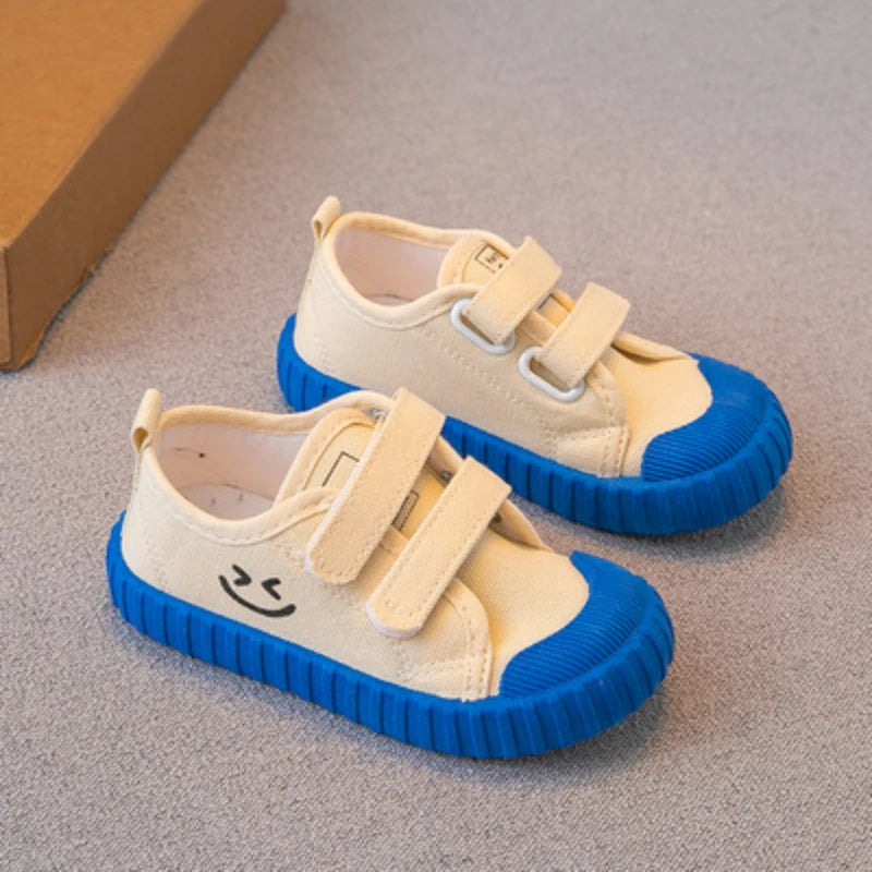 Kids Canvas Sneakers – Non-Slip Hook & Loop Shoes (Size 21–32)