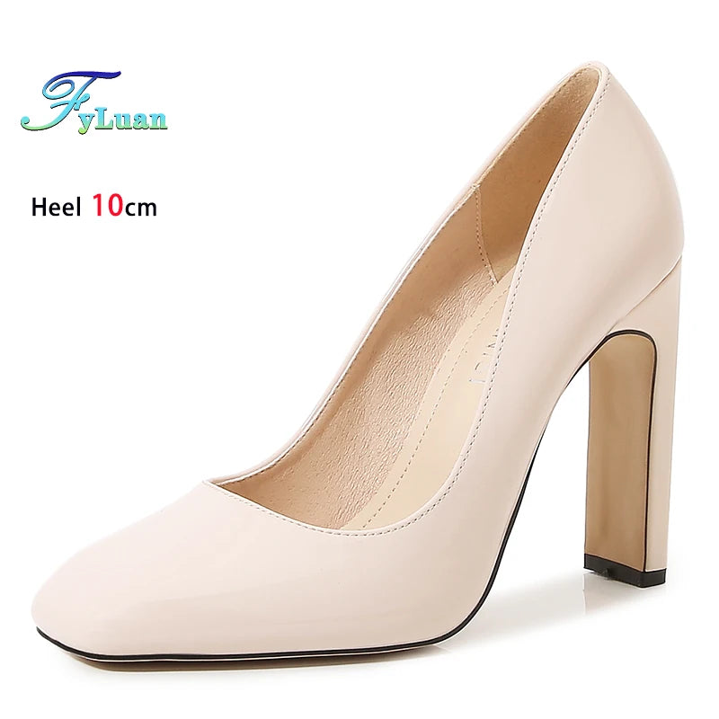 Women's Square Toe High Heel Pumps – 10cm Office Lady Stilettos