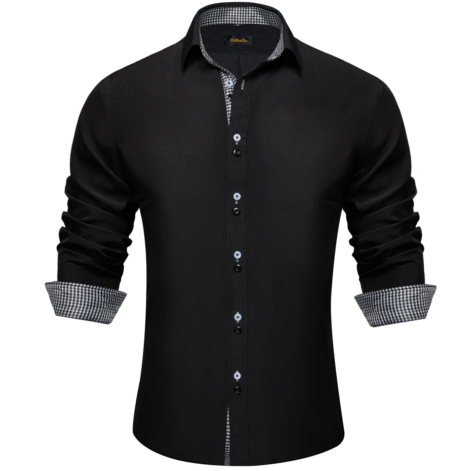 Men's Polyester Cotton Solid Black Shirts Long Sleeve Blue Paisley Patchwork Social Casual Dress Shirt Elegant Men Clothing